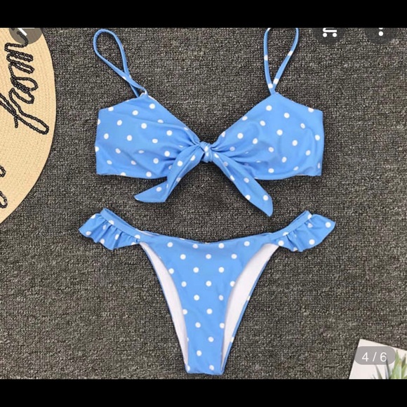 Brazilian cut bikini polka dot blue - Picture 3 of 7
